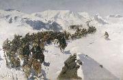 Franz Roubaud Count Argutinsky crossing the Caucasian range oil